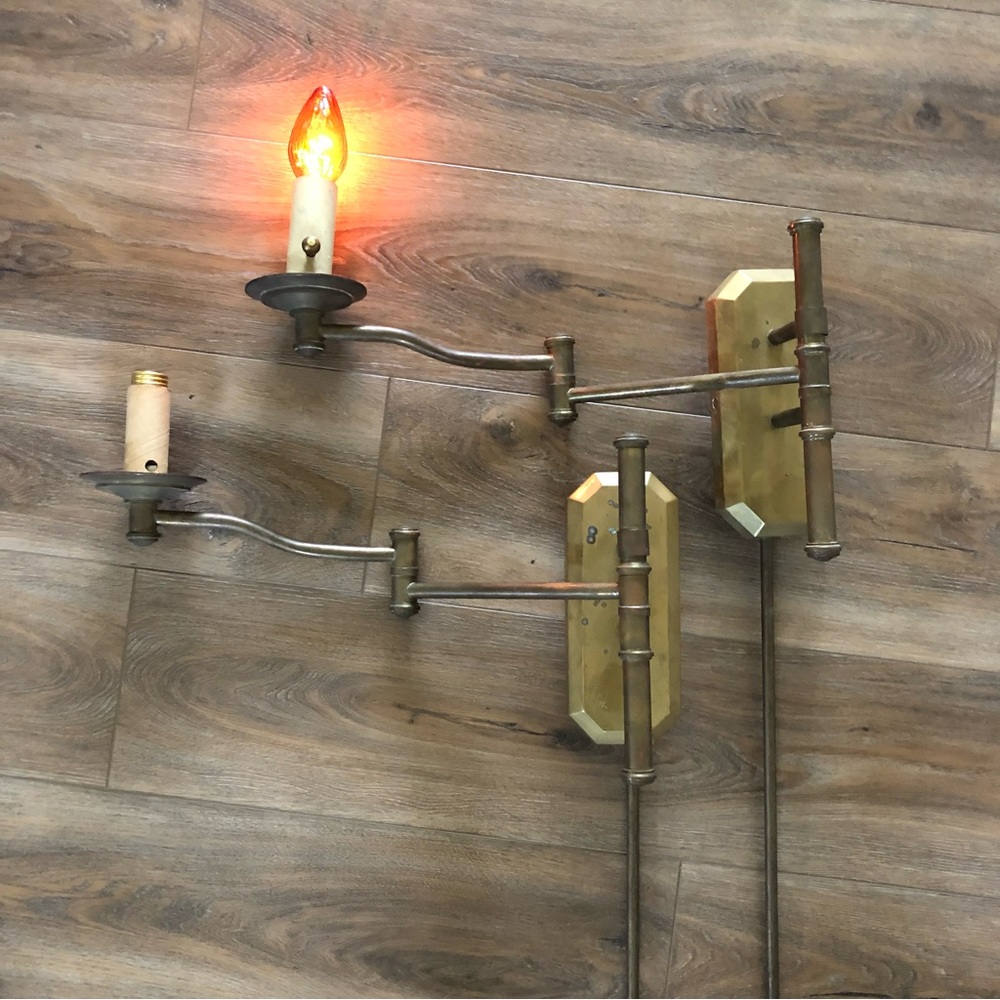 Vintage Solid Brass Swing-Arm Wall Lamps – Set of 2 - Chapman 1977 - Picture 12 of 12